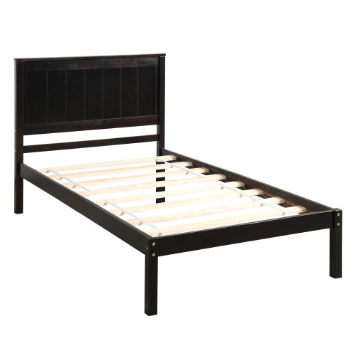 Platform Bed Frame w/Headboard, Wood Slat Support, No Box Spring Needed (Twin Size)