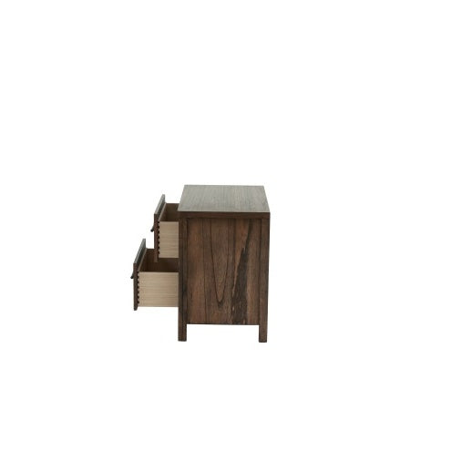 Oak Finish Wood Nightstand 2x Drawers