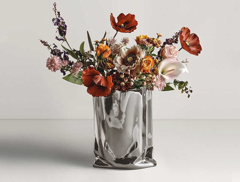 Dried Botanicals in Silver Ceramic Vase