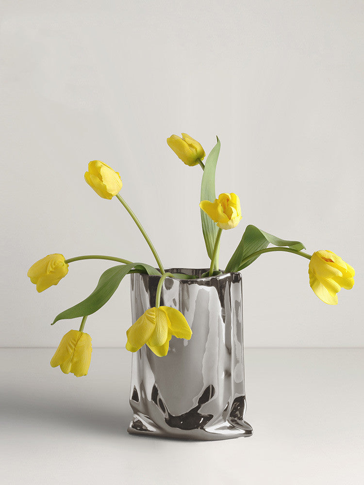 Dried Botanicals in Silver Ceramic Vase