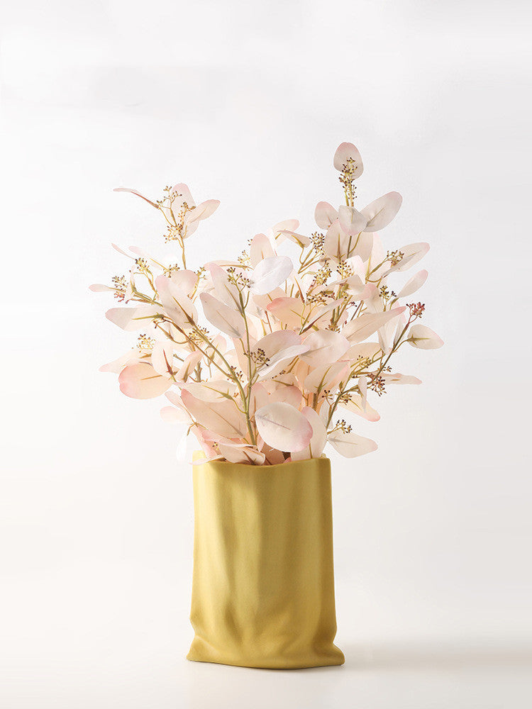 Dried Botanicals in Silver Ceramic Vase