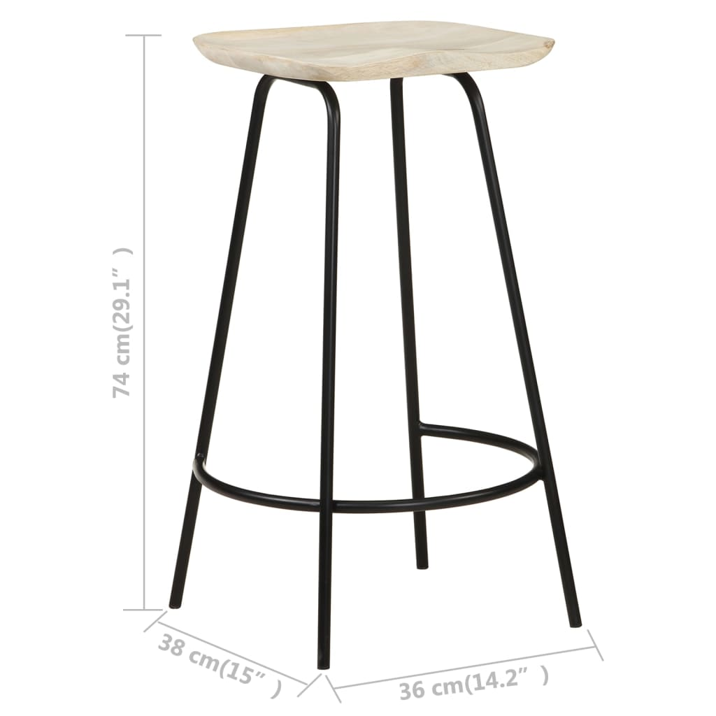 Bar Stools Solid Mango Wood (Set of 2)