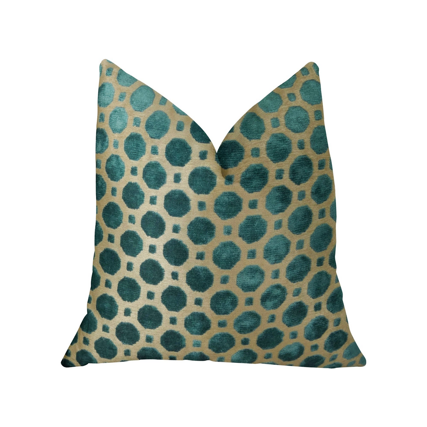 Velvet Aquamarine Turquoise and Taupe Handmade Luxury Pillow