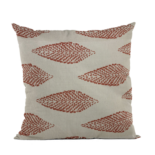 Plutus Red Large Leaf Floral Throw Pillow