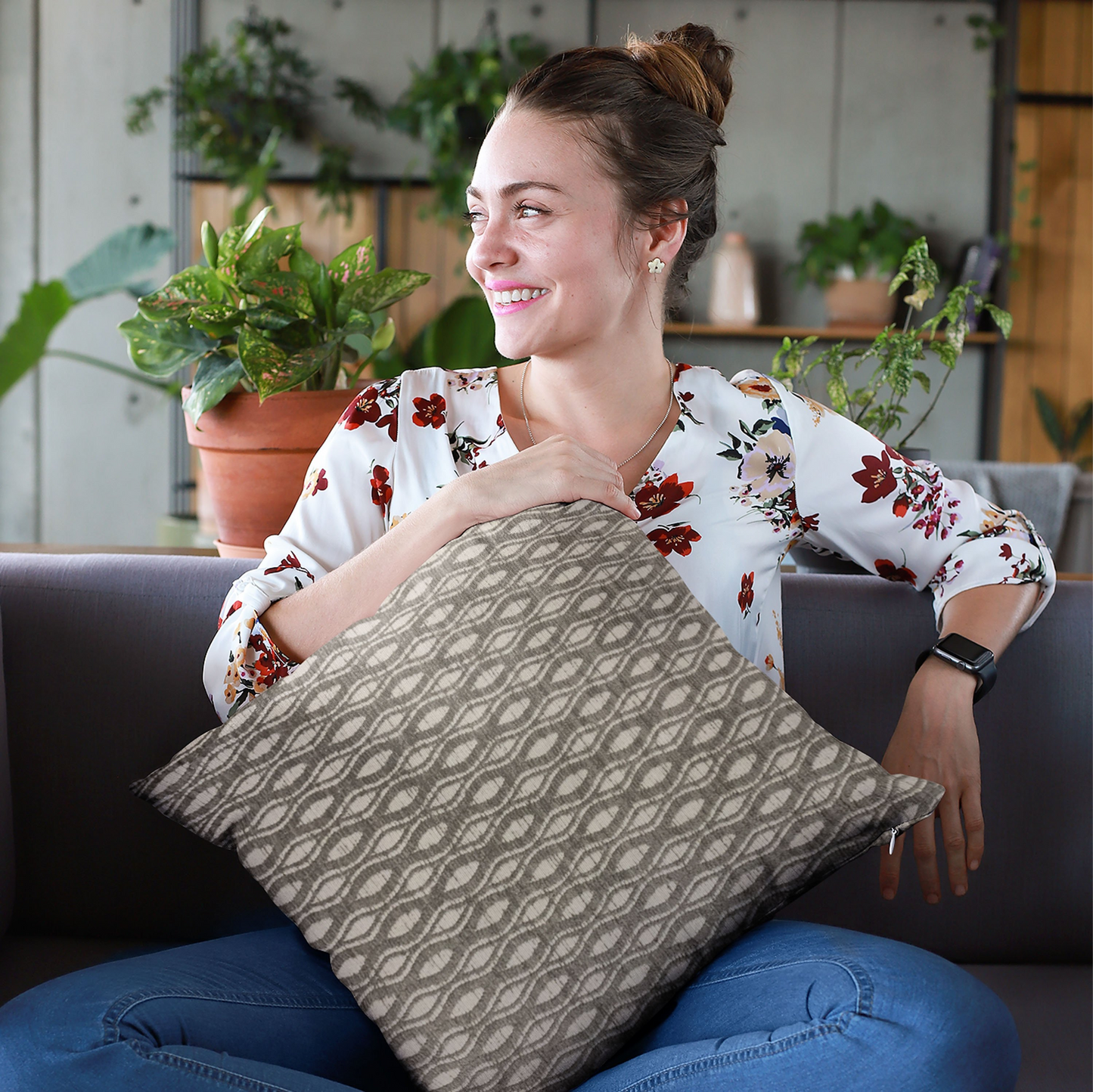 Brown Bites Dot Throw Pillow