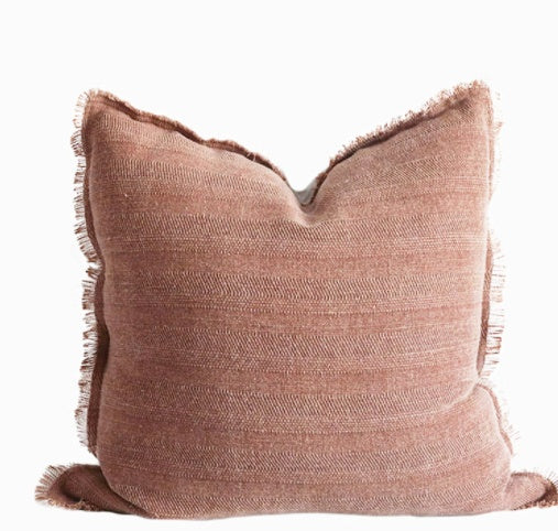 Summer Raw Edge Cotton and Linen Decorative Pillow