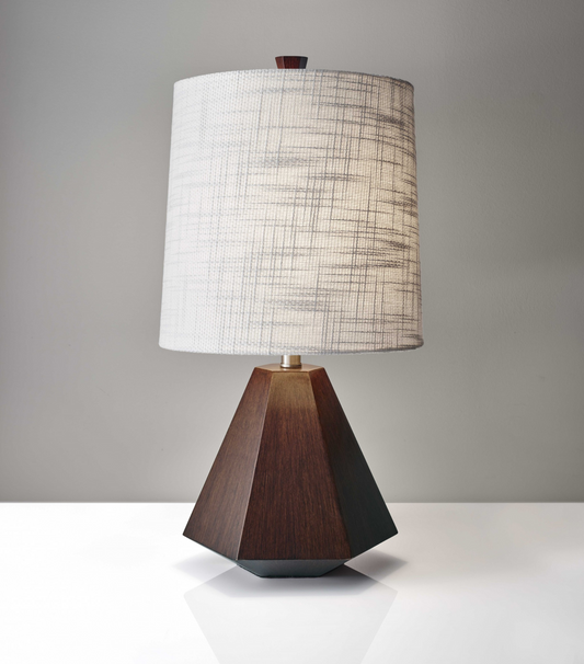 Geometric Walnut Wood Finish Base Table Lamp