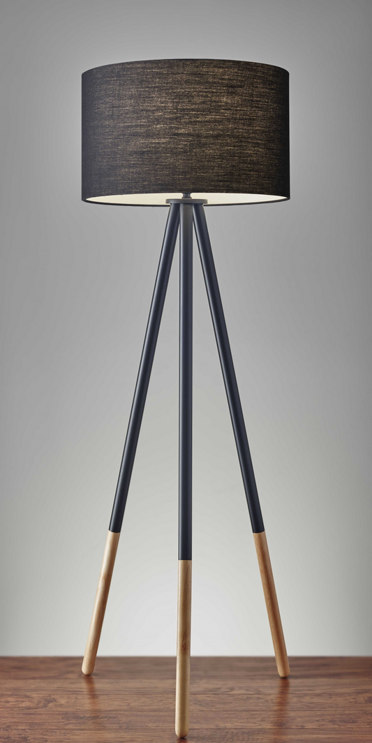 Tripod Floor Lamp  w/Black Drum Shade