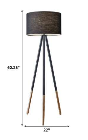 Tripod Floor Lamp  w/Black Drum Shade