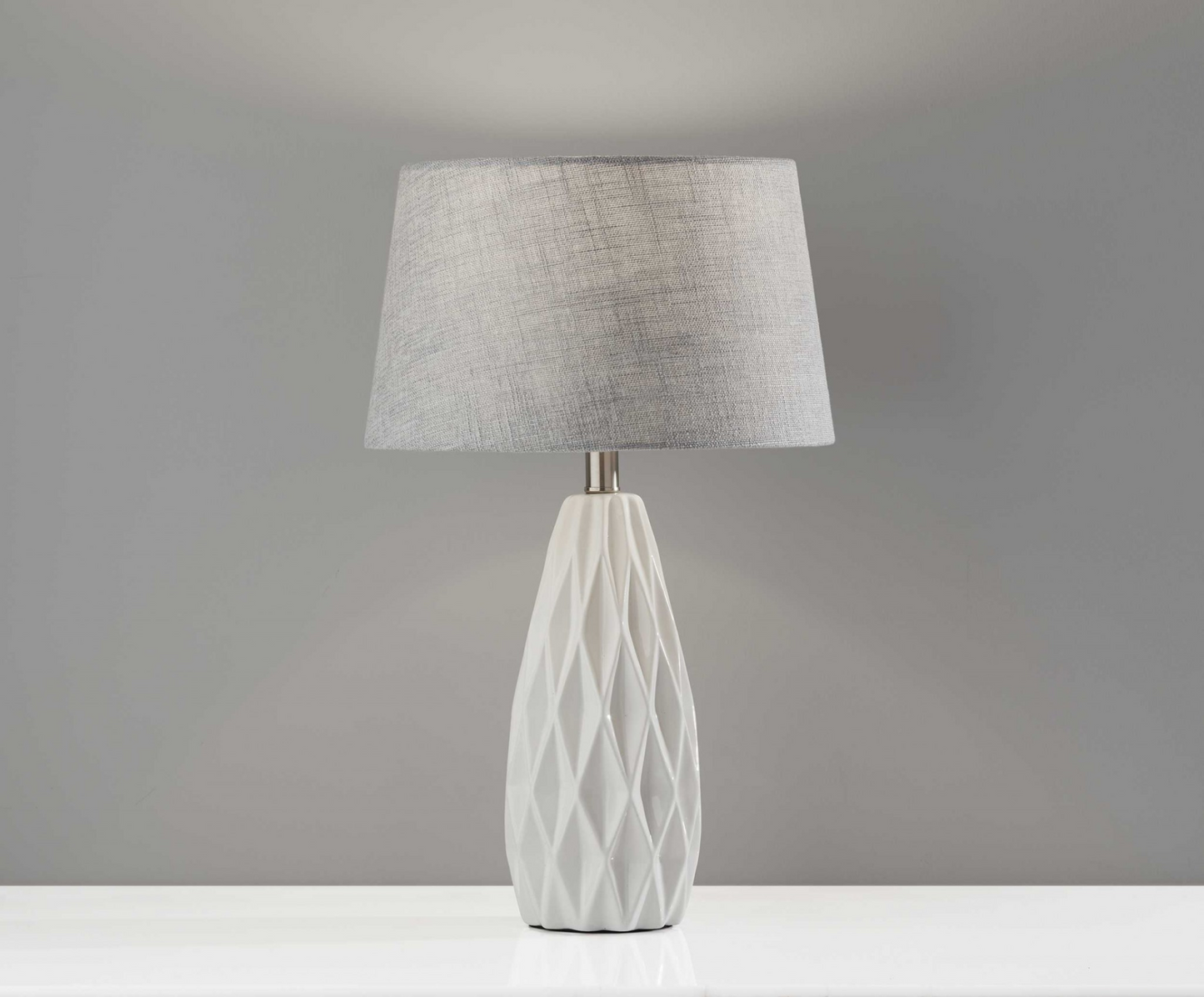 White Ceramic Geometric Table Lamp (Set of 2)