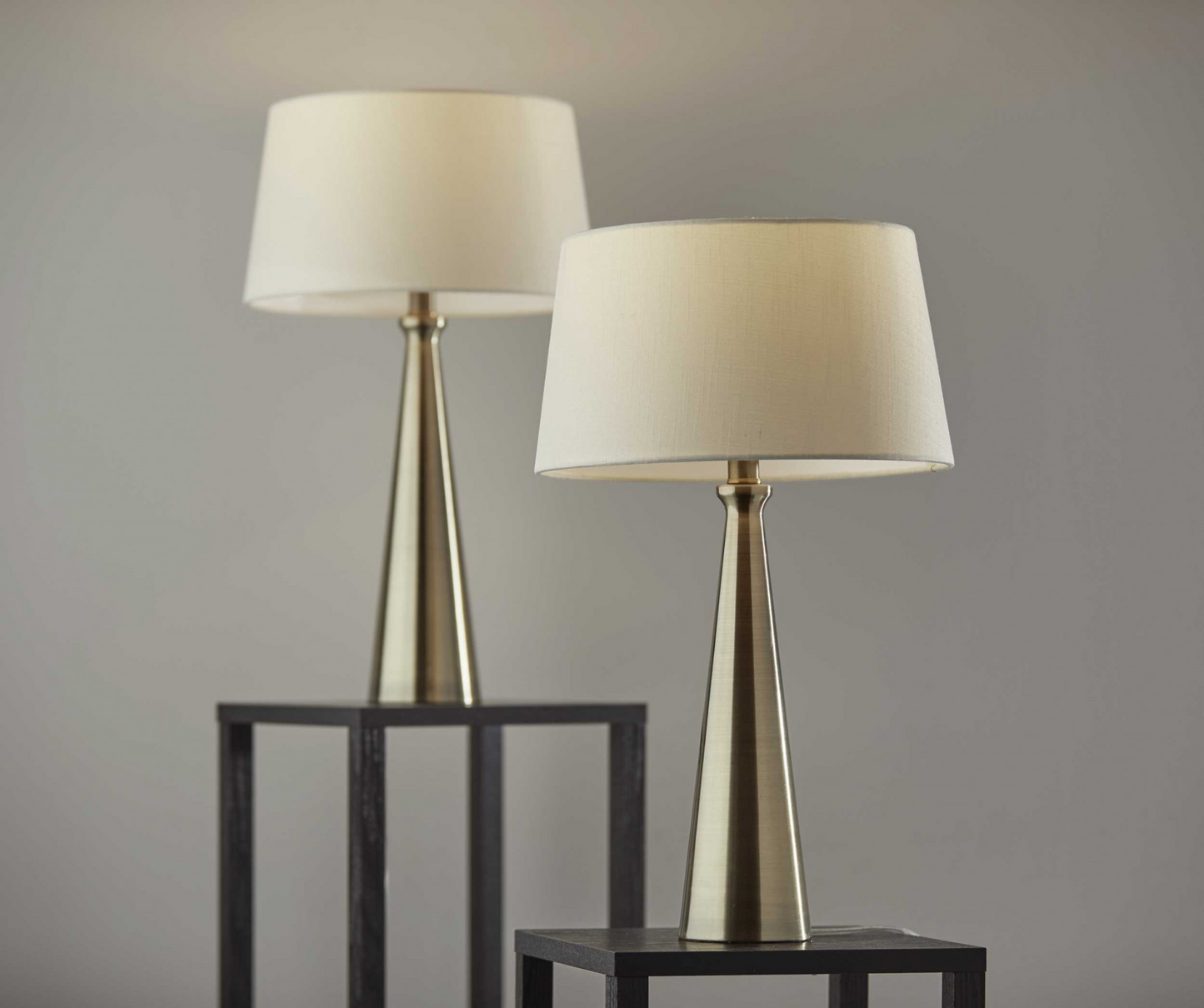 Contemporary Tapered Brass Metal Table Lamps (Set of 2)