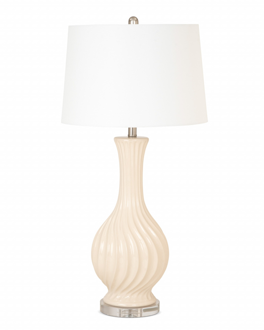 Set of 2 Beige Curved Ceramic Table Lamps