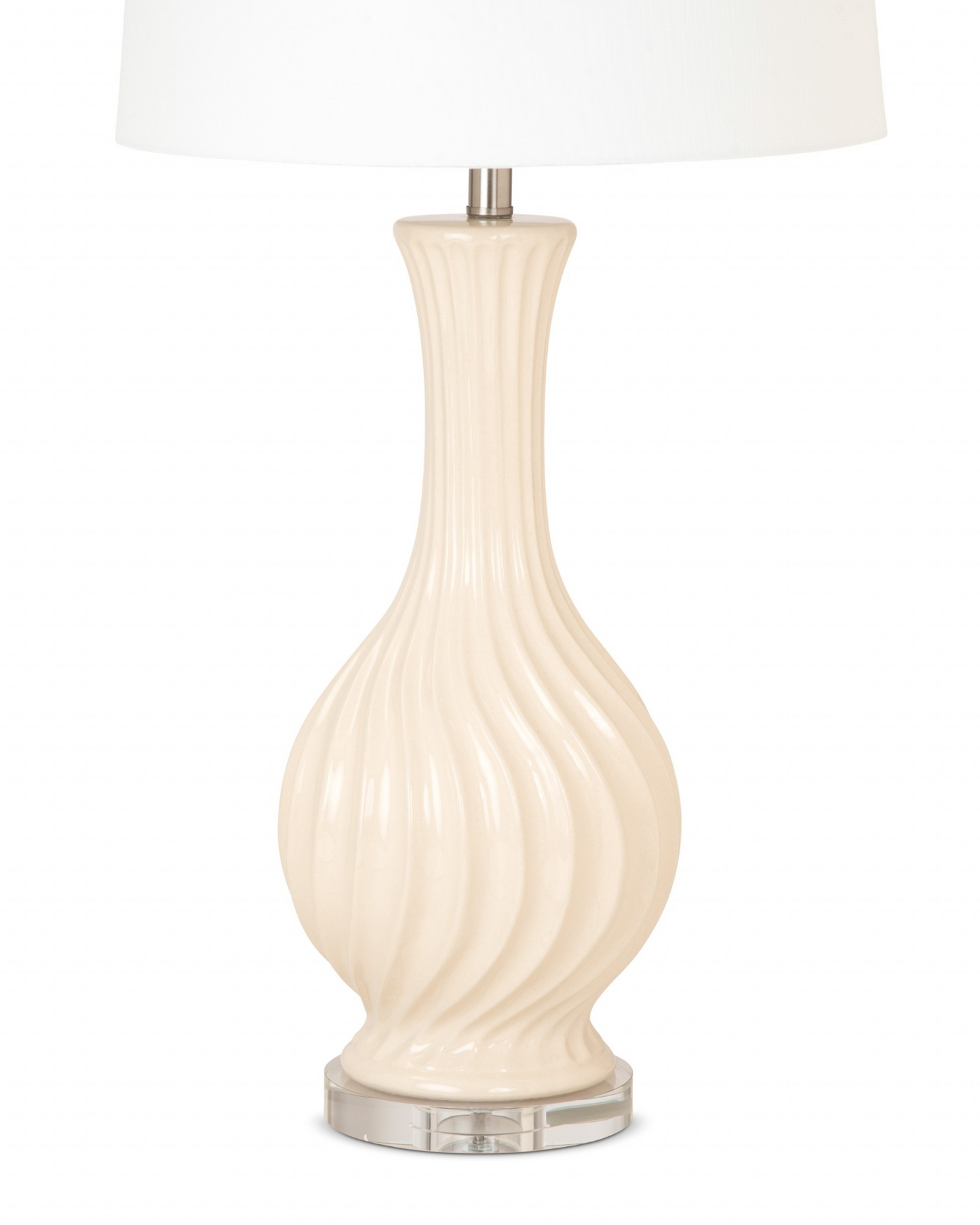 Set of 2 Beige Curved Ceramic Table Lamps