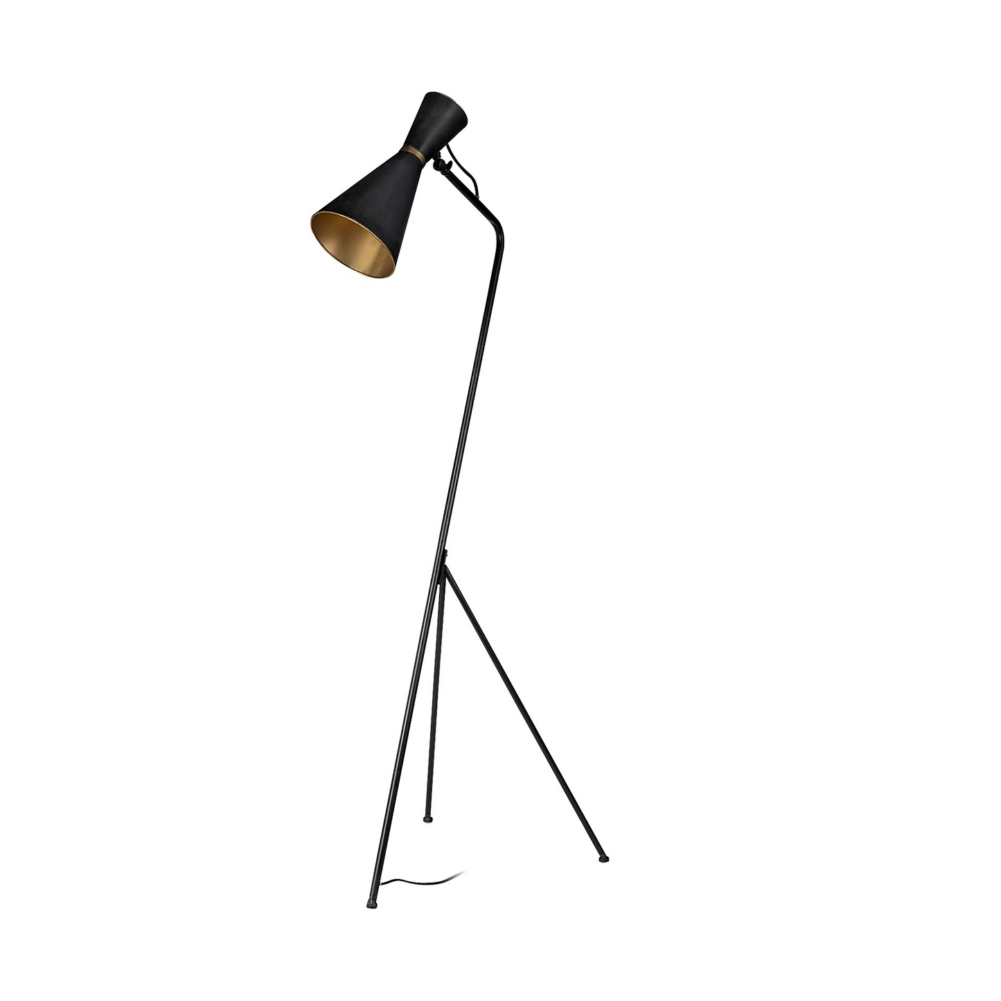 Black and Brass Conical Metal Floor Lamp