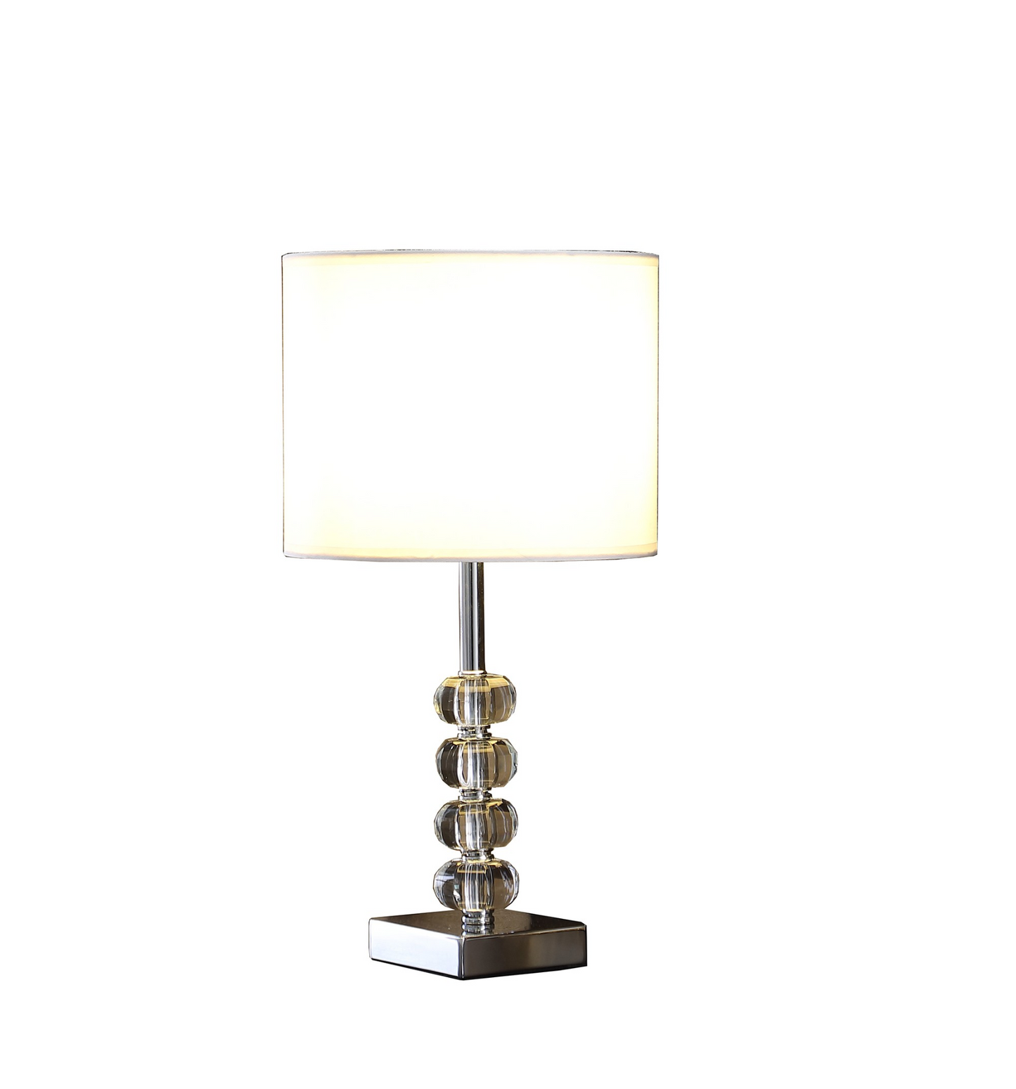 Modern Crystal Quatro Orb and Silver Metal Table Lamp