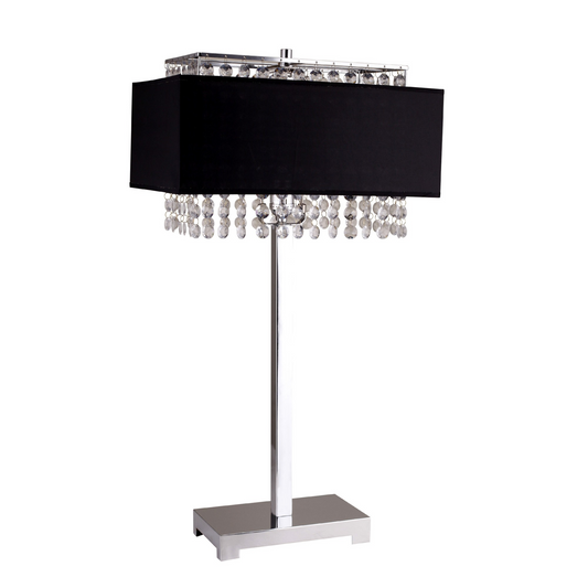 Bling Glam Black & Faux Crystal Rectangular Table Lamp