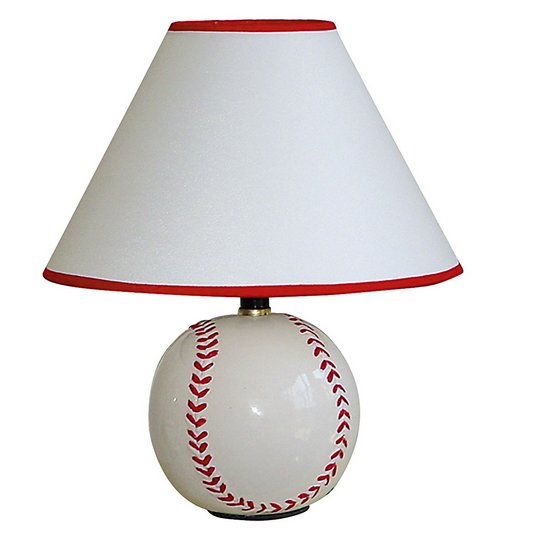 Baseball Ceramic Table Lamp w/White Shade