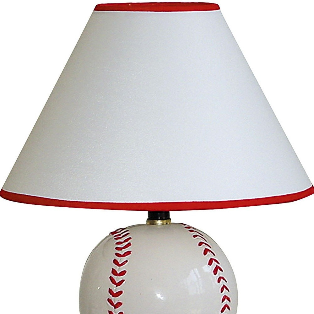 Baseball Ceramic Table Lamp w/White Shade