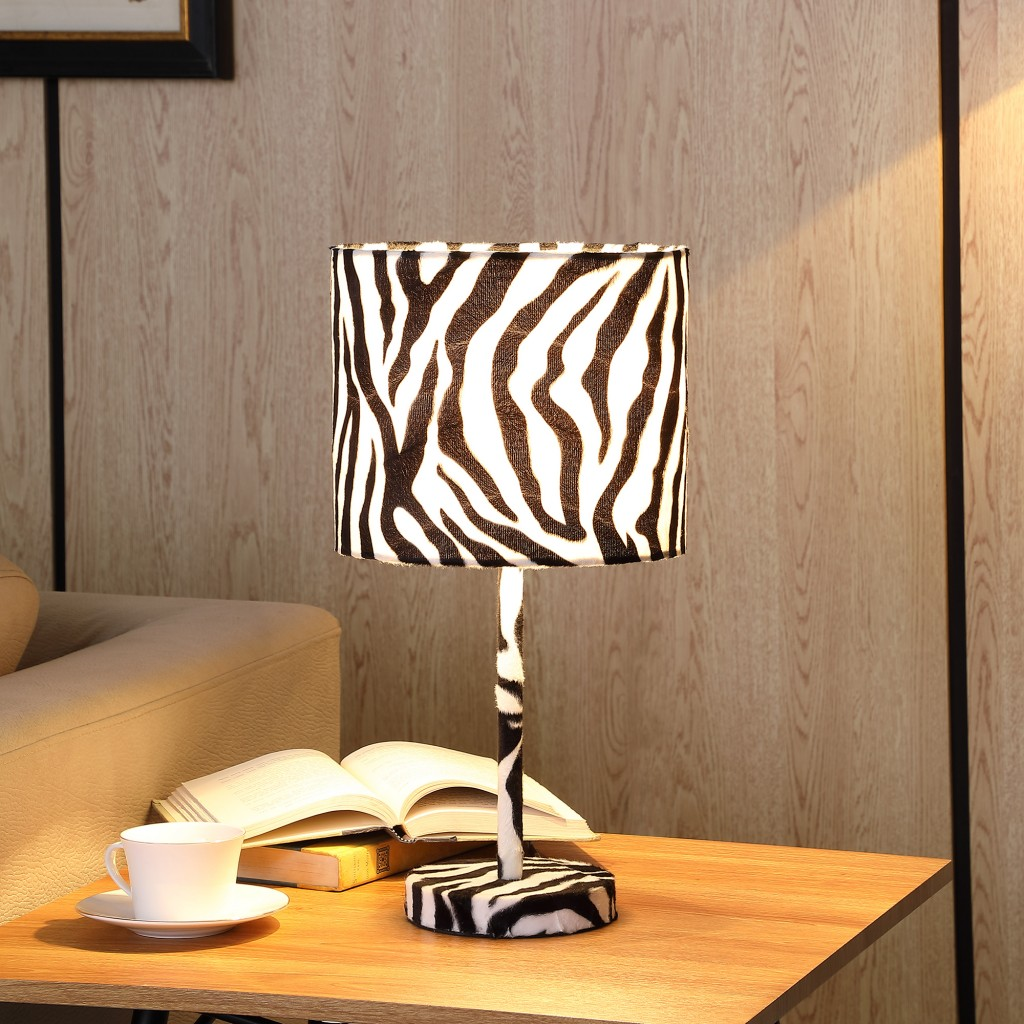 19” Modern Faux Zebra Suede Table Lamp