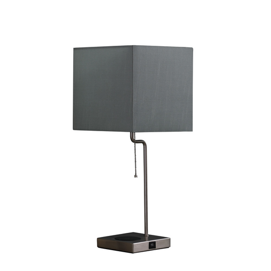 Industrial Square Metal Table Lamp w/USB Port