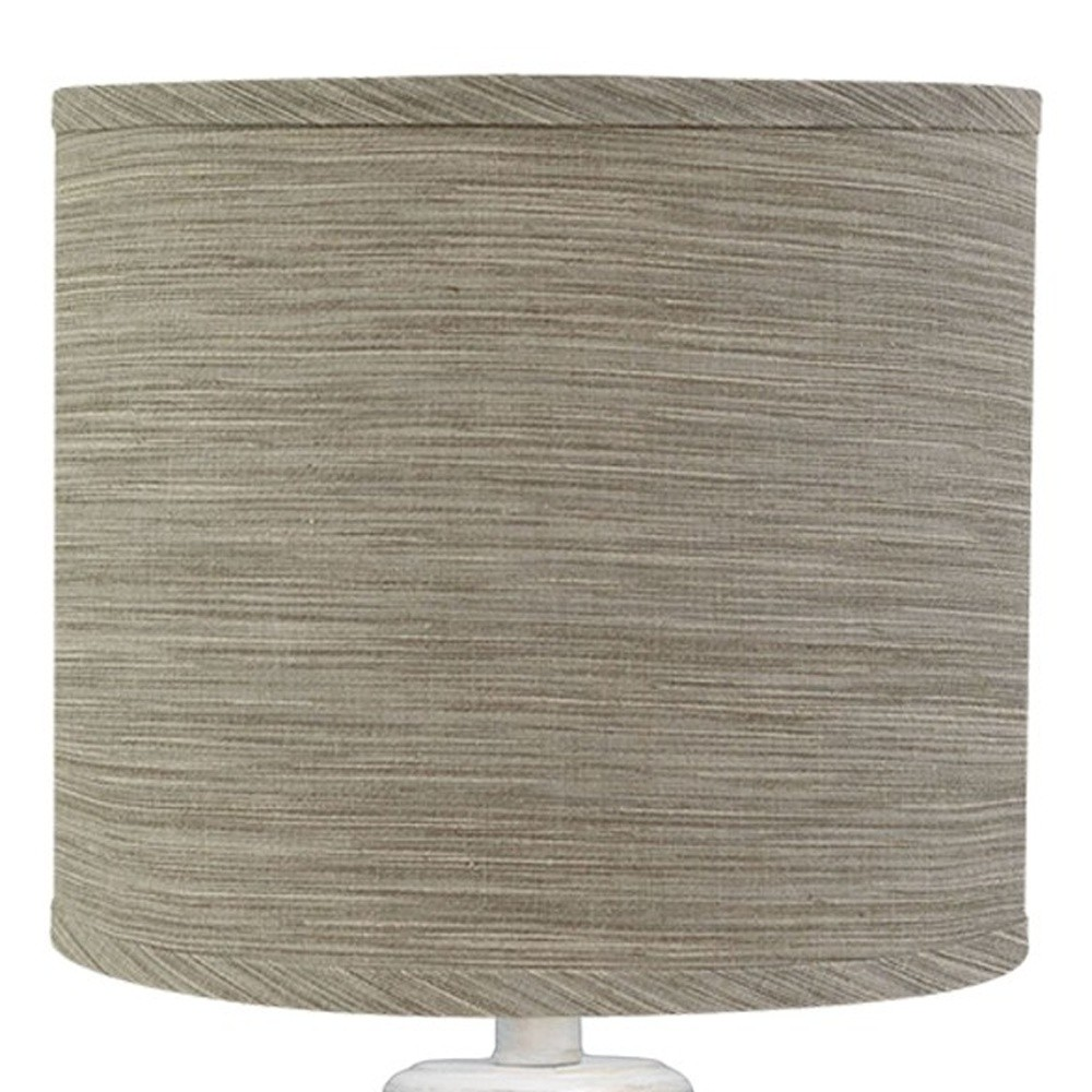 Distressed Whitewash Beige and White Striped Shade Table Lamp