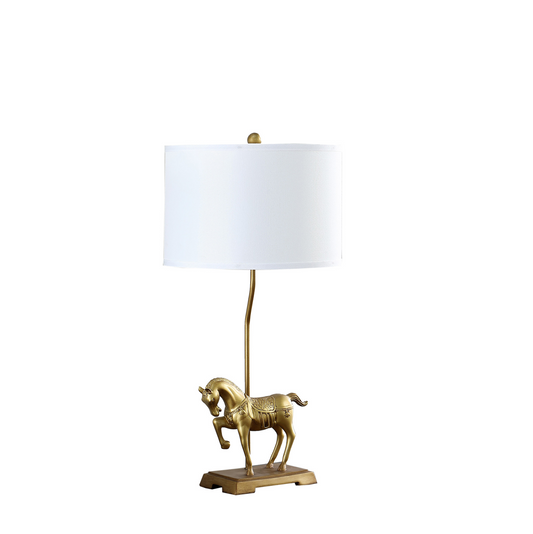 Stallion Horse Table Lamp w/White Shade
