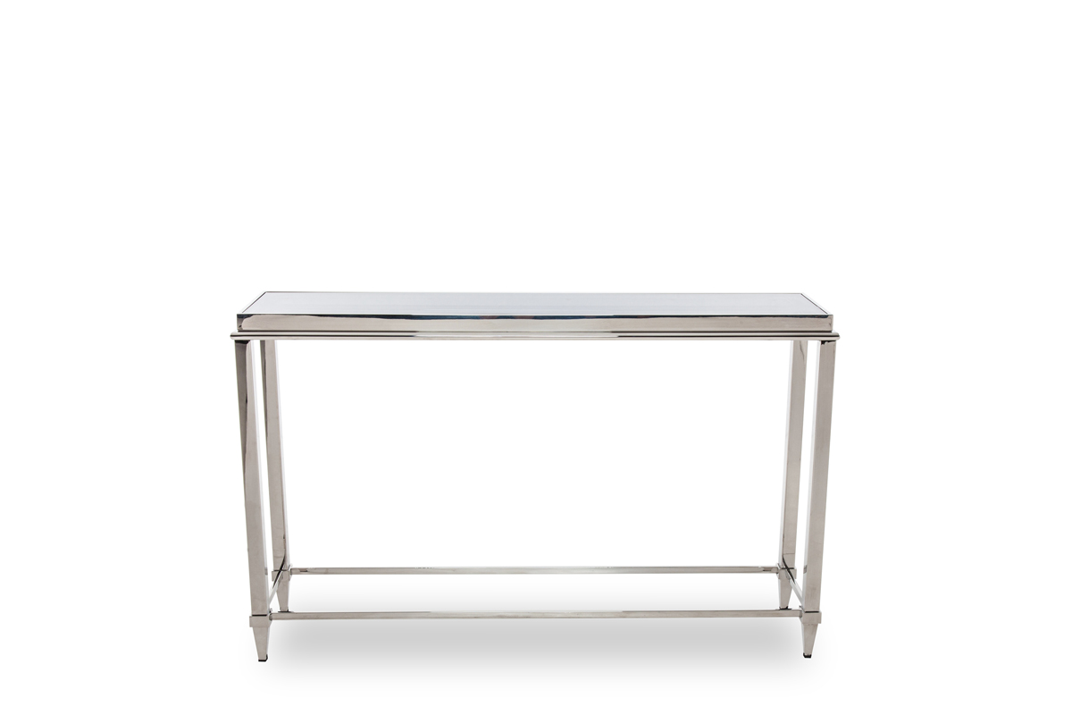 Stainless Steel and Glass Console Table