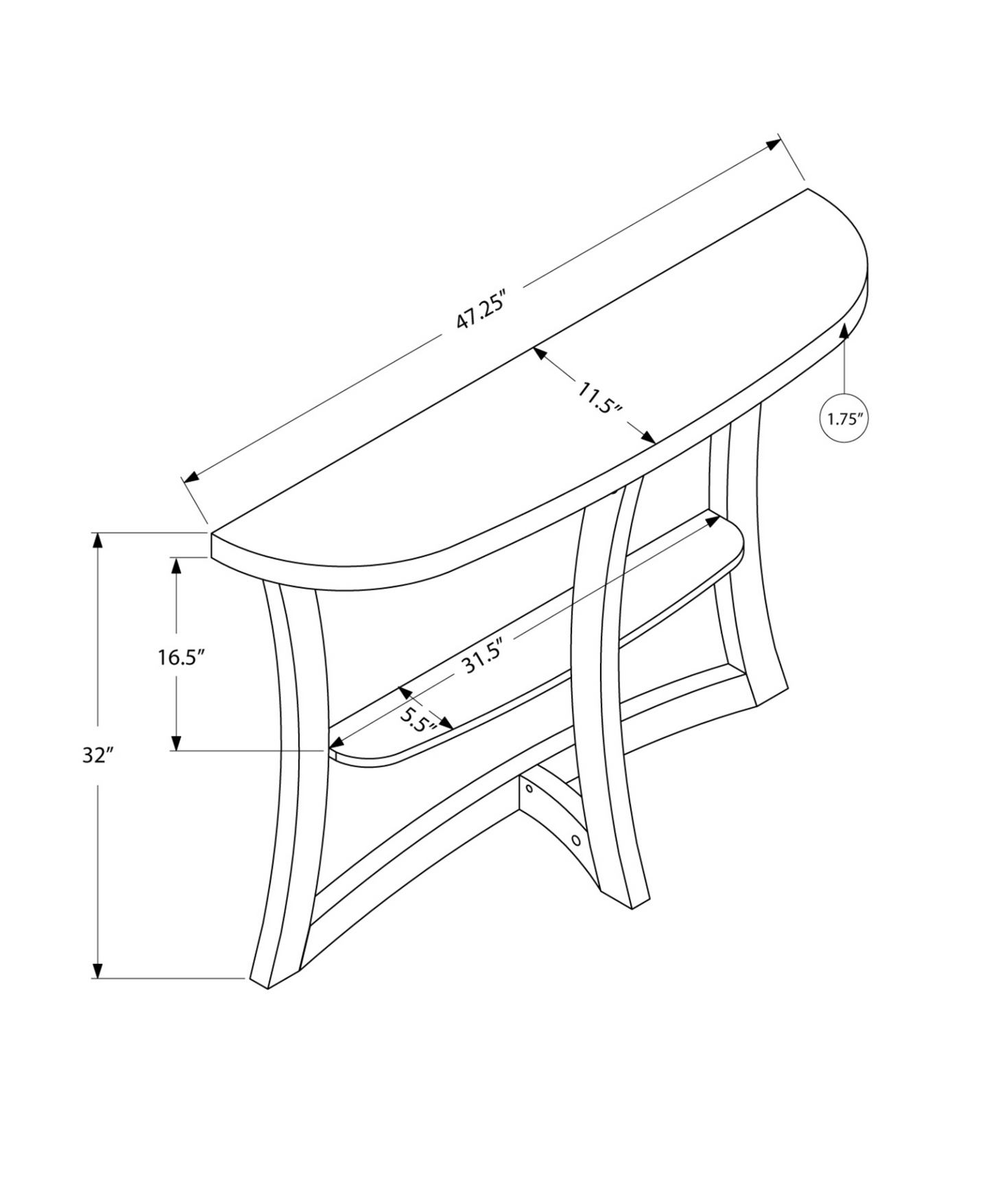 Half Moon Shape Hall Console Accent Table