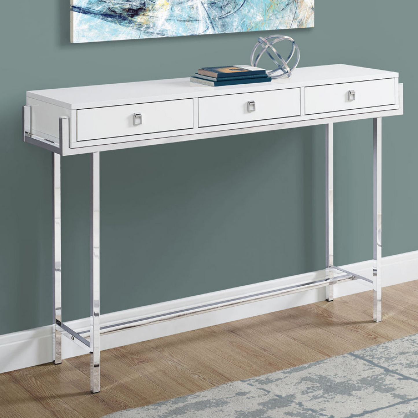 White Metal  Console Table