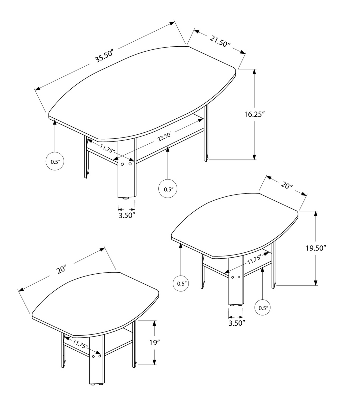 Cappuccino Table Set - 3 pcs.