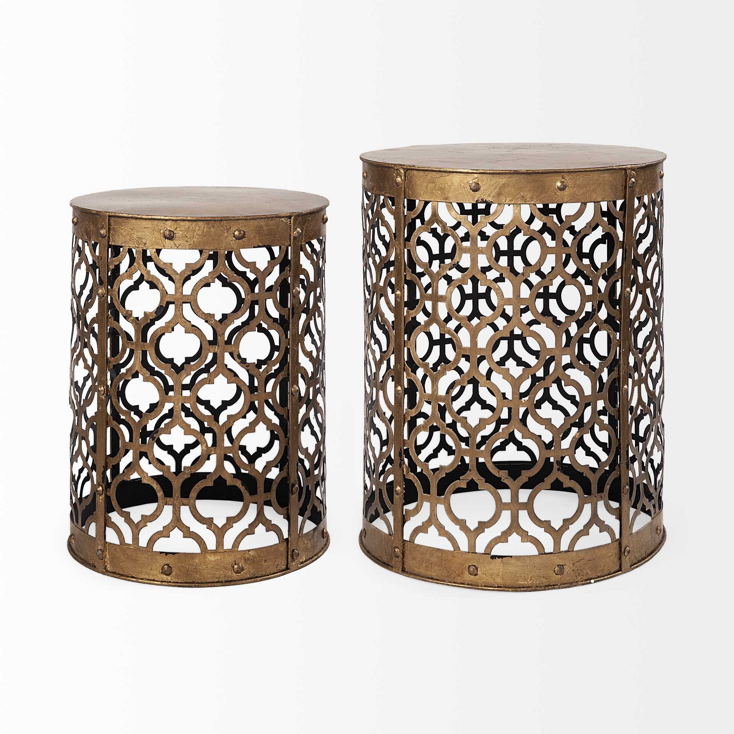 Cylindrical Metal Accent Tables (Set of 2)