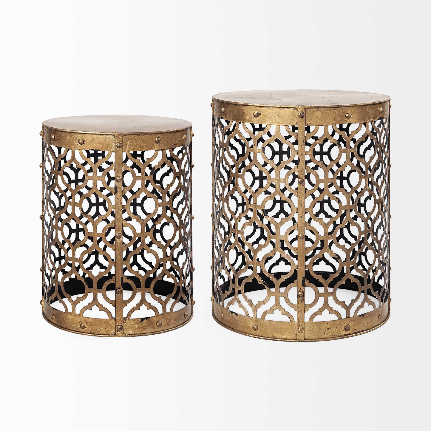 Cylindrical Metal Accent Tables (Set of 2)