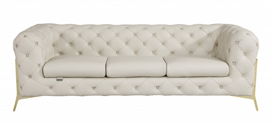 Genuine Button Tufted Leather Standard Sofa