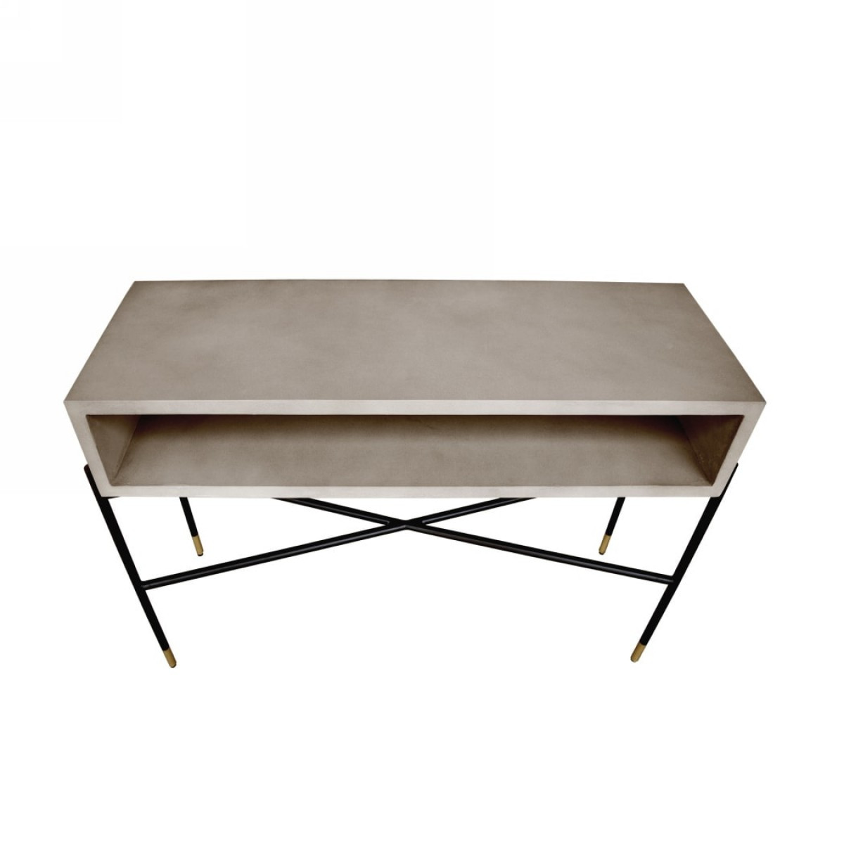Industrial Concrete and Metal Console Table