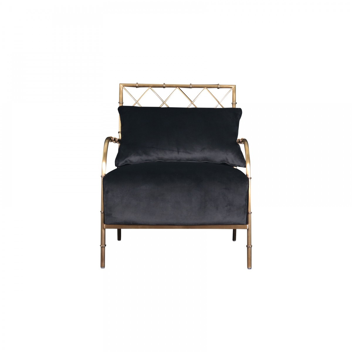 Black Velvet and Gold Accent Arm Chair