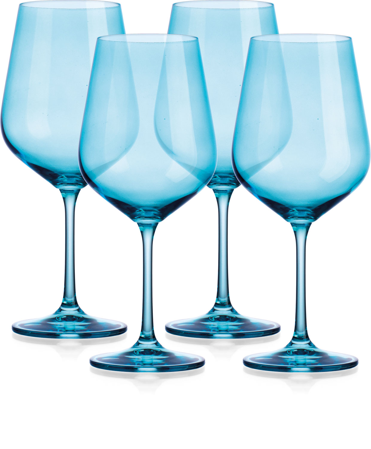 Translucent Aqua Blue Large Wine Glasses (Set of 4)