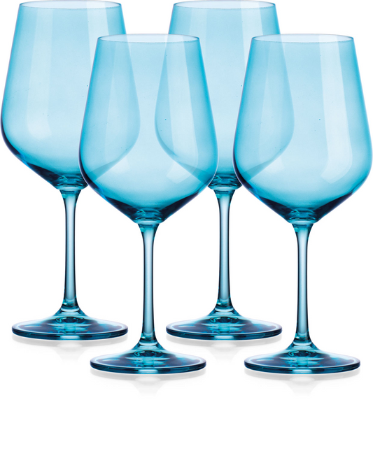 Translucent Aqua Blue Large Wine Glasses (Set of 4)