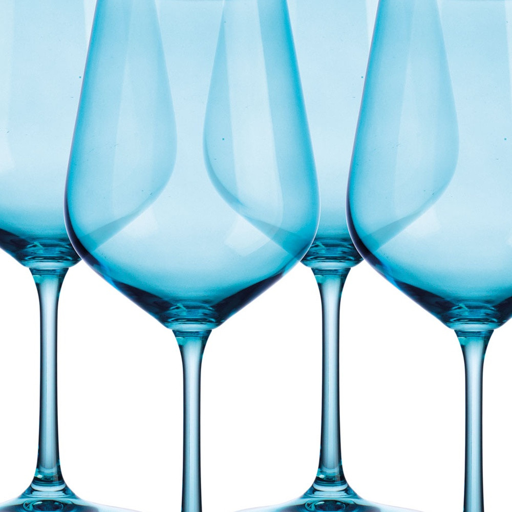 Translucent Aqua Blue Large Wine Glasses (Set of 4)