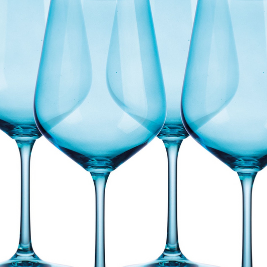 Translucent Aqua Blue Large Wine Glasses (Set of 4)