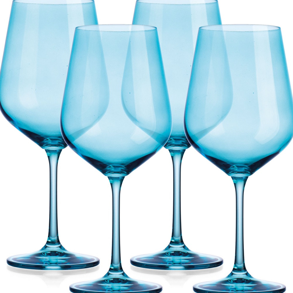 Translucent Aqua Blue Large Wine Glasses (Set of 4)