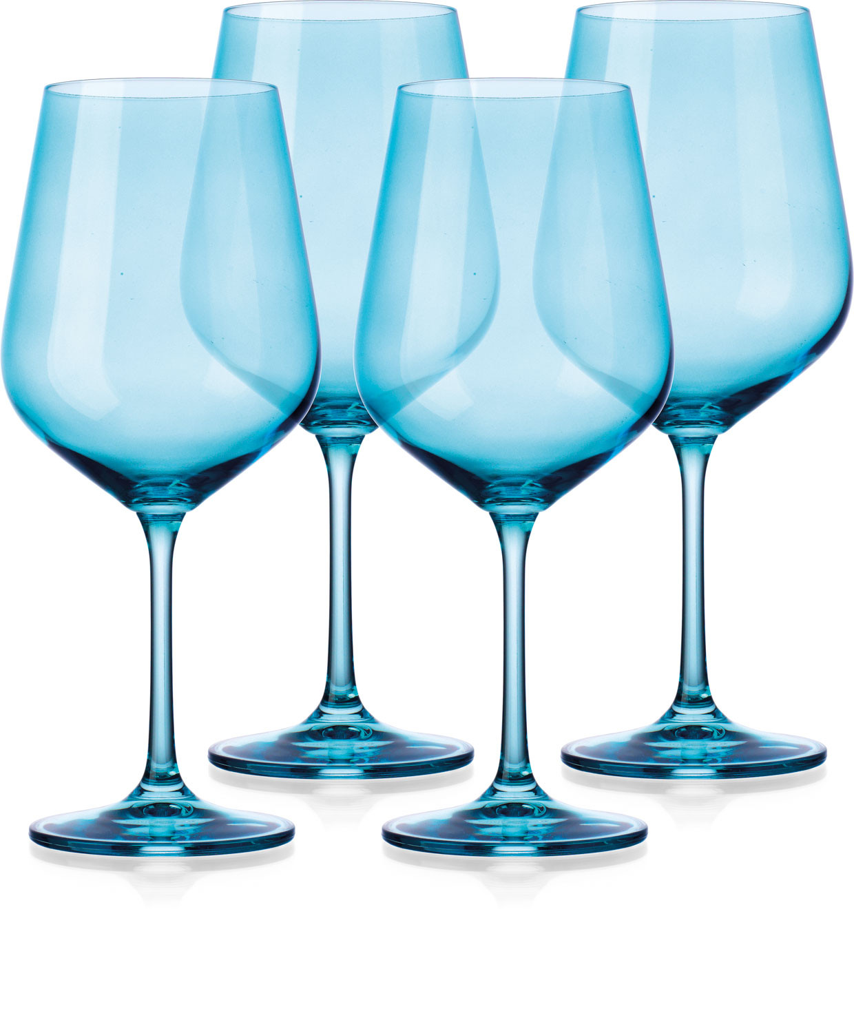 Translucent Aqua Blue Large Wine Glasses (Set of 4)