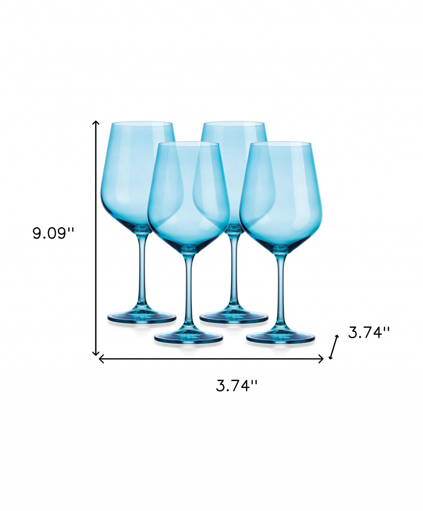 Translucent Aqua Blue Large Wine Glasses (Set of 4)