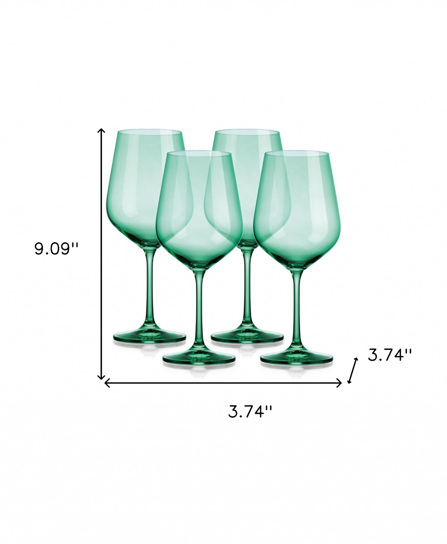 Translucent Pale Green Large Wine Glasses (Set of 4)