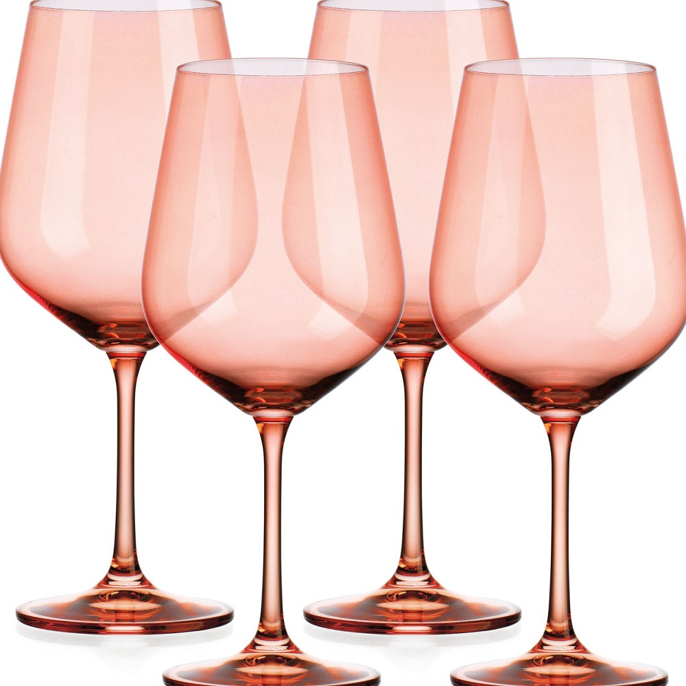 Translucent Blush Coral Large Wine Glasses (Set of 4)
