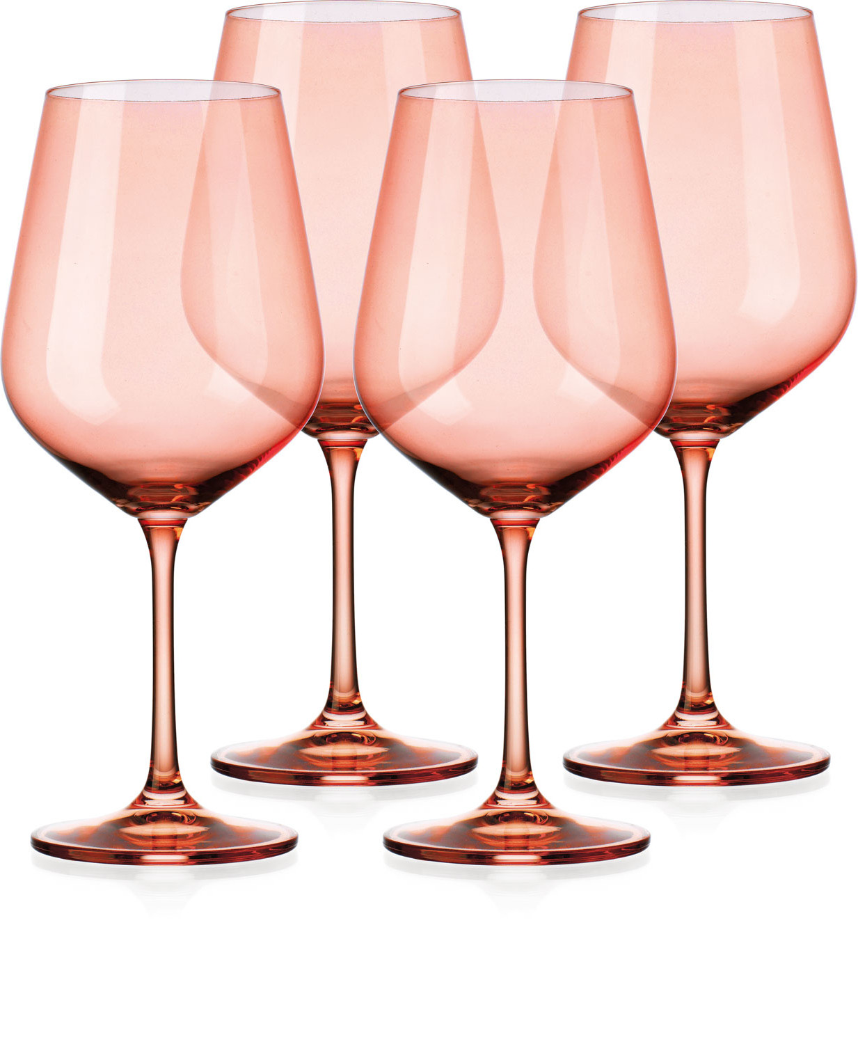 Translucent Blush Coral Large Wine Glasses (Set of 4)