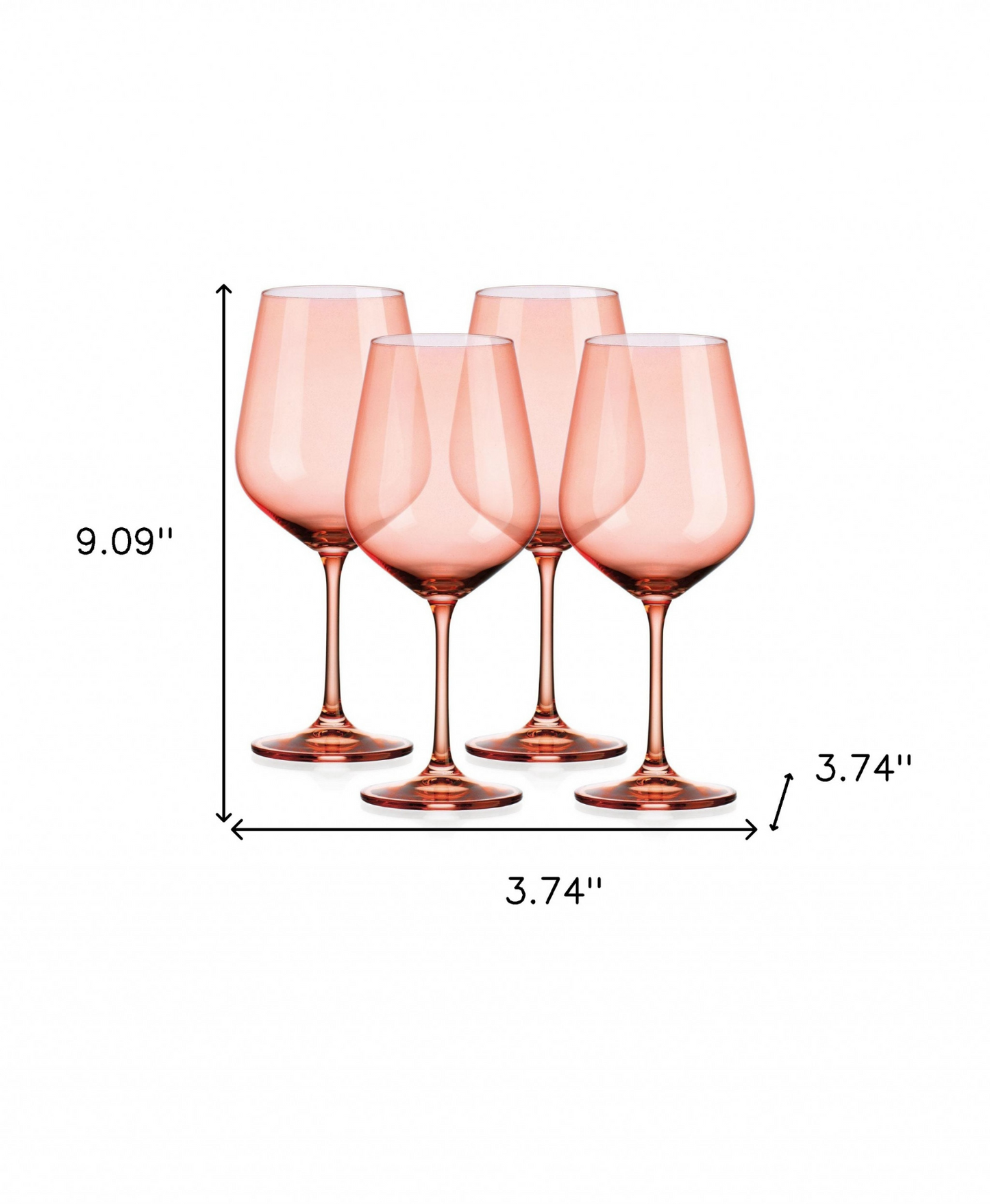 Translucent Blush Coral Large Wine Glasses (Set of 4)