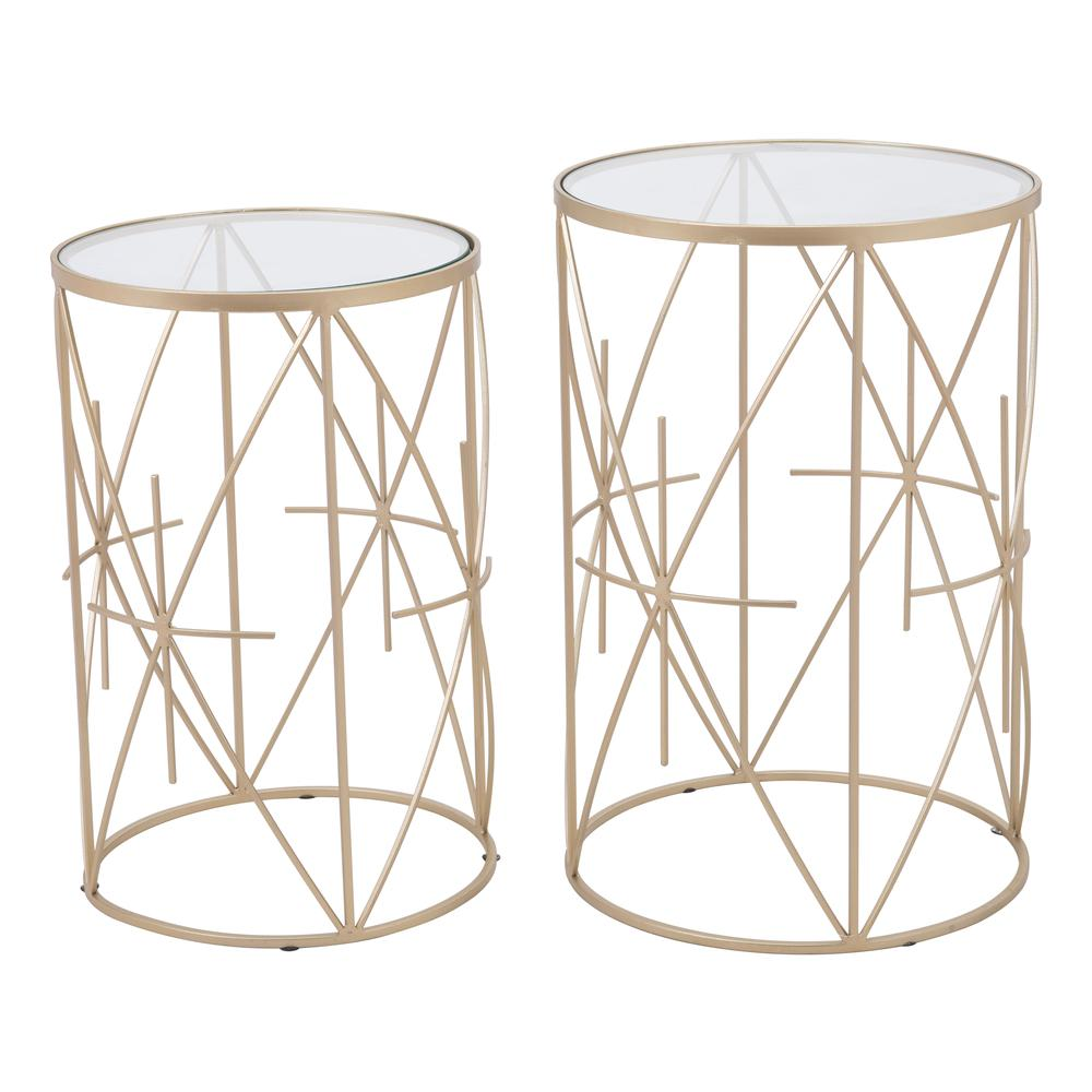 Hadrian Side Tables (Set of 2) Gold & Clear