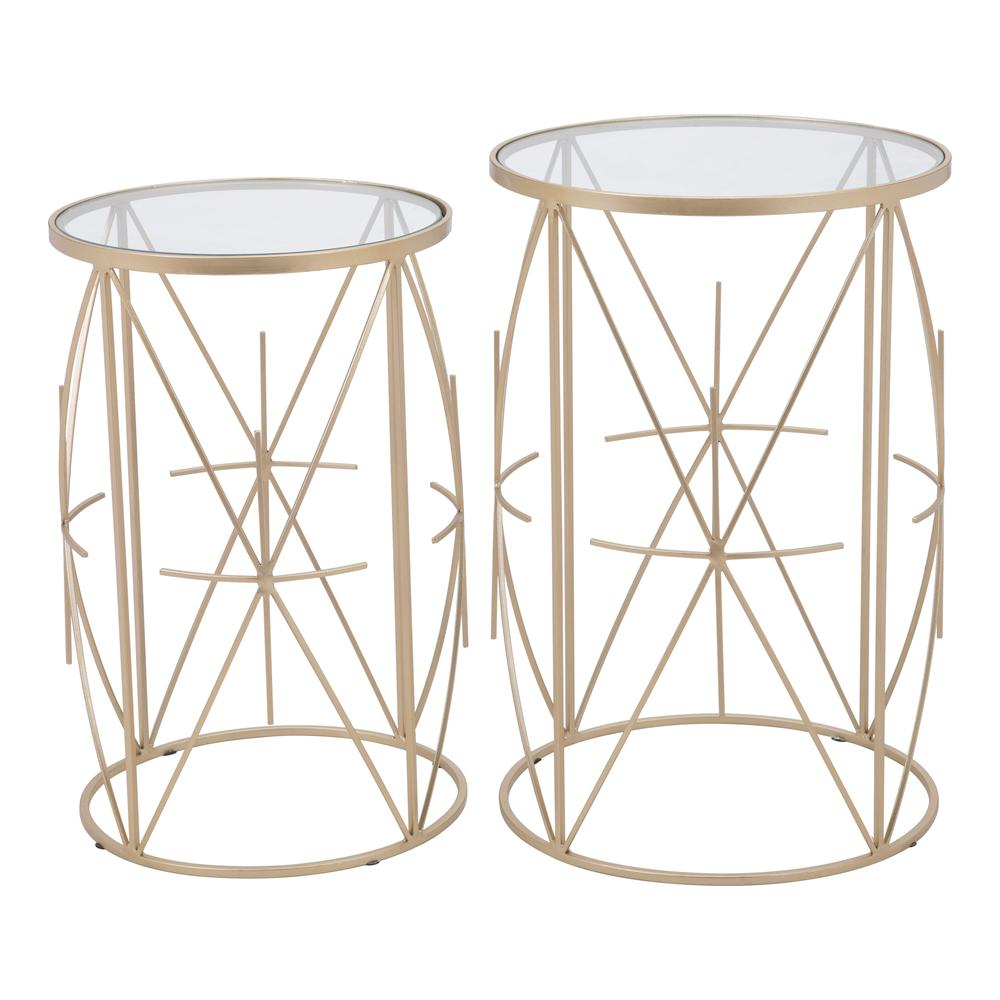 Hadrian Side Tables (Set of 2) Gold & Clear