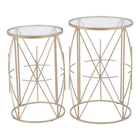 Hadrian Side Tables (Set of 2) Gold & Clear