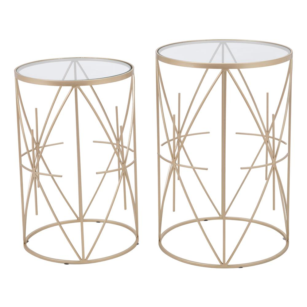 Hadrian Side Tables (Set of 2) Gold & Clear